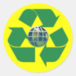 Recicle la tierra pegatina redonda