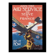 Reclutamiento del servicio aéreo del vintage tarjetas postales
