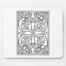 Rectangular celtic pattern black and white mousepad