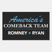 Rectángulo del equipo de la reaparición de Romney  Pegatina