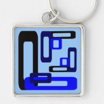 Rectángulos estilizados azules/negro llavero
