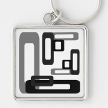 Rectángulos estilizados grises/negro llaveros personalizados