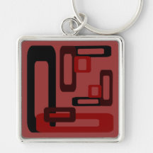 Rectángulos estilizados rojos/negro llavero personalizado
