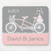 Recuerdo en tándem Mousepad del boda de la bicicle Tapete De Ratón