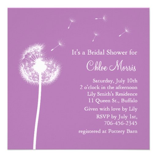 ¡Recuerdos! Invitación nupcial de la ducha (púrpur
