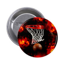 Red, bola y llamas del baloncesto pin