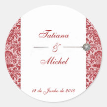 Red&Pink Damask Sticker Adesivos