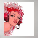 Redhead en poster de los auriculares