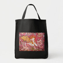 Redhead entre las flores, Alfonso Mucha Bolsas De Mano