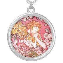 Redhead entre las flores, Alfonso Mucha Pendiente