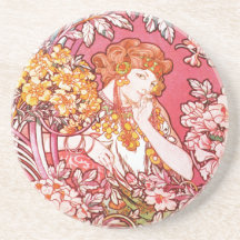 Redhead entre las flores, Alfonso Mucha Posavasos Manualidades