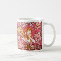 Redhead entre las flores, Alfonso Mucha Taza