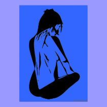 Reflexión en azul posters