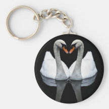 Reflexiones del amor, forma del corazón, cisnes bl llavero