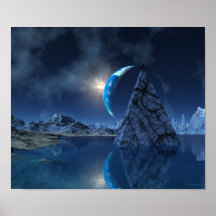 Reflexiones en una impresión vacía de Sci Fi del p Poster