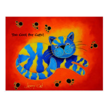 ¡Refresqúese también para los gatos! - Gato rojo p Tarjetas Postales