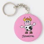 Regalo conocido personalizado vaca linda del dibuj llaveros