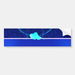 Regalo de boda elegante del damasco de los azules  etiqueta de parachoque