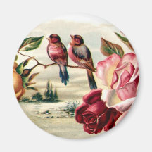 Regalo de los rosas del pájaro del vintage Imán-Gr