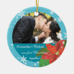 Regalo del navidad del par del boda del Poinsettia Adorno Para Reyes