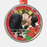 Regalo del navidad del par del boda del Poinsettia Adornos