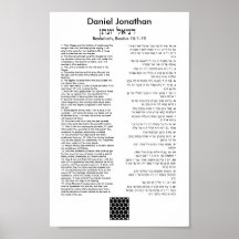 Regalo enmarcado del arte de Mitzvah de la barra d Poster