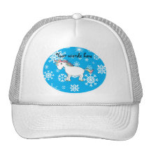 Regalos azules del navidad del unicornio de los co gorro