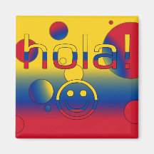 Regalos colombianos: Hola/Hola + Cara sonriente Iman De Frigorífico