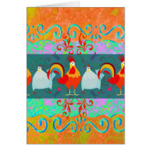 Regalos enrrollados del animal del campo de pollo  tarjetas