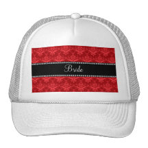 Regalos rojos del damasco de la novia gorros bordados