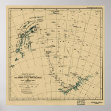 Regiones antárticas "deriva del mapa de la resiste poster