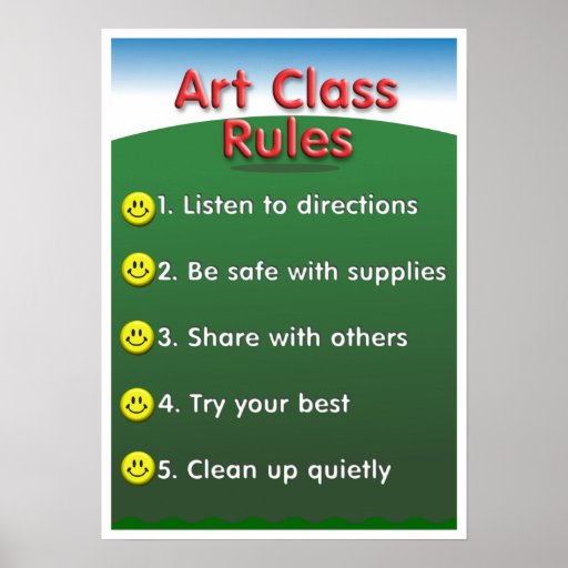 Reglas de clase de arte de la guardería impresiones