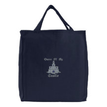 Reina de mi bolso bordado castillo bolsa de lienzo
