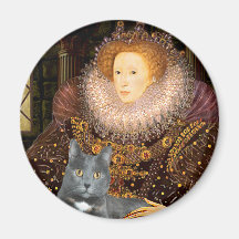 Reina - gato gris imán de frigorifico