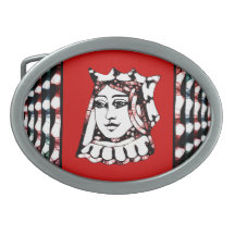 Reina roja hebilla cinturón oval