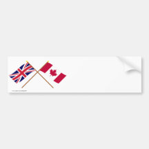 Reino Unido y banderas cruzadas Canadá Pegatina De Parachoque