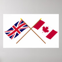 Reino Unido y banderas cruzadas Canadá Poster