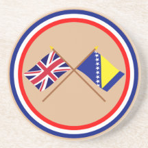 Reino Unido y Bosnia y banderas cruzadas Herzegovi Posavasos Cerveza