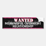 RELACIÓN DE NOCHE DE WANTED-MEANINGFUL ETIQUETA DE PARACHOQUE