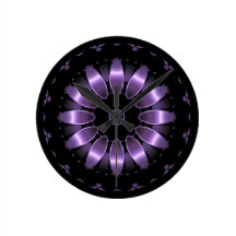 Reloj abstracto púrpura de la flor relojes