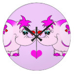 Reloj afortunado lindo del elefante rosado del meñ reloj de pared