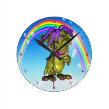 Reloj amistoso lindo del monstruo y del arco iris