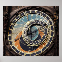 Reloj astronómico en Praque Poster