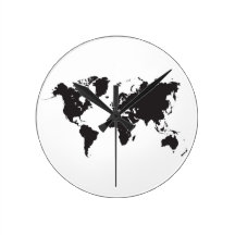 reloj blanco y negro del mapa del mundo