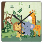 Reloj cuadrado adaptable del safari de selva reloj de pared