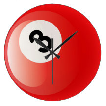 Reloj de la bola de billar del número 3