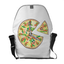 Reloj de la empanada de pizza bolsas de mensajería