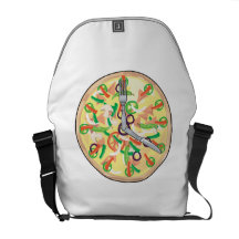 Reloj de la empanada de pizza bolsas messenger
