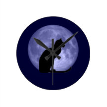 Reloj de la luna azul del gato negro