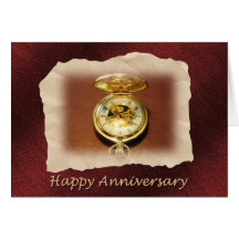 Reloj de oro del aniversario del empleado tarjeta